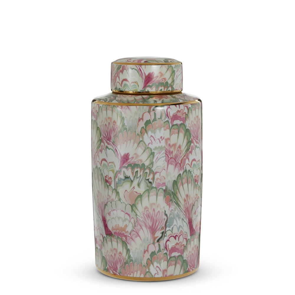 16" Floral Marbling Decorative Jar