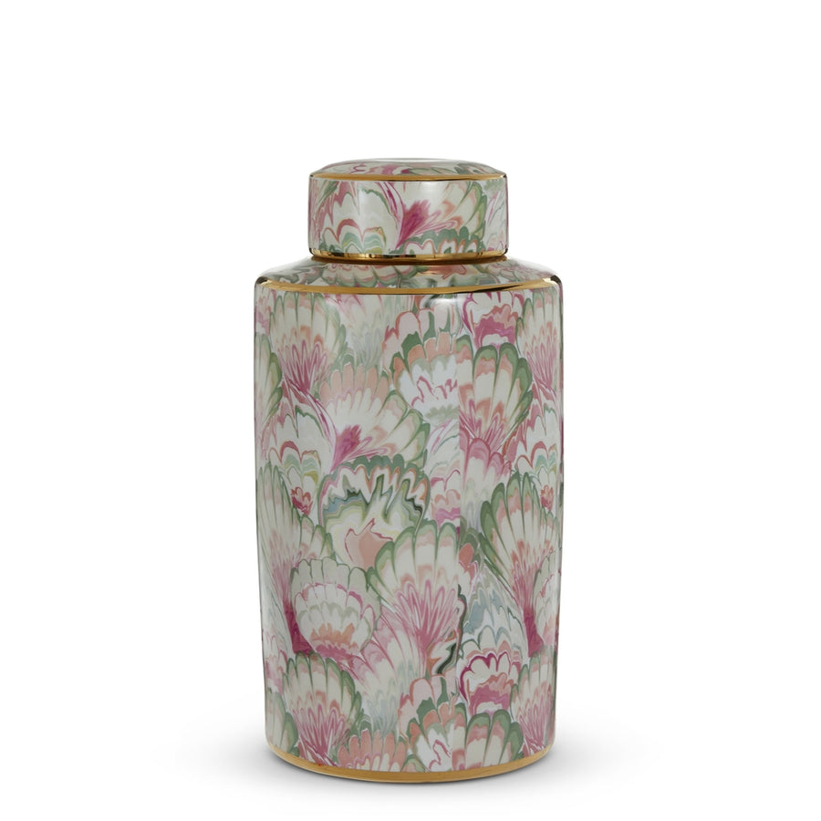 16" Floral Marbling Decorative Jar