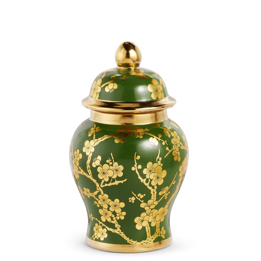 8.5" Green and Gold Ginger Jar