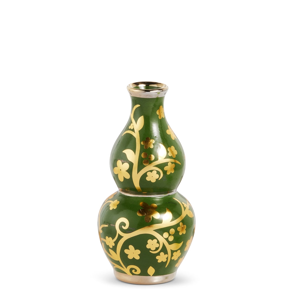 7.5" Green and Gold Bud Vase
