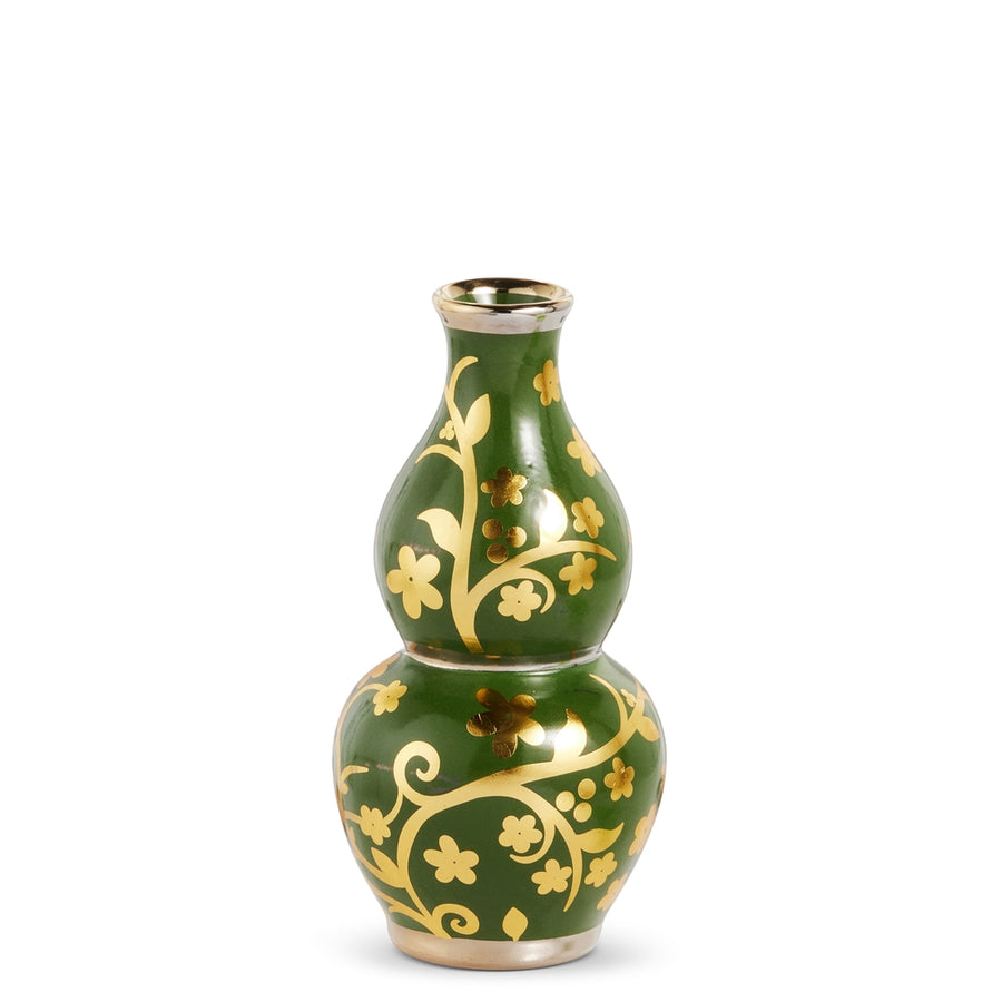 7.5" Green and Gold Bud Vase