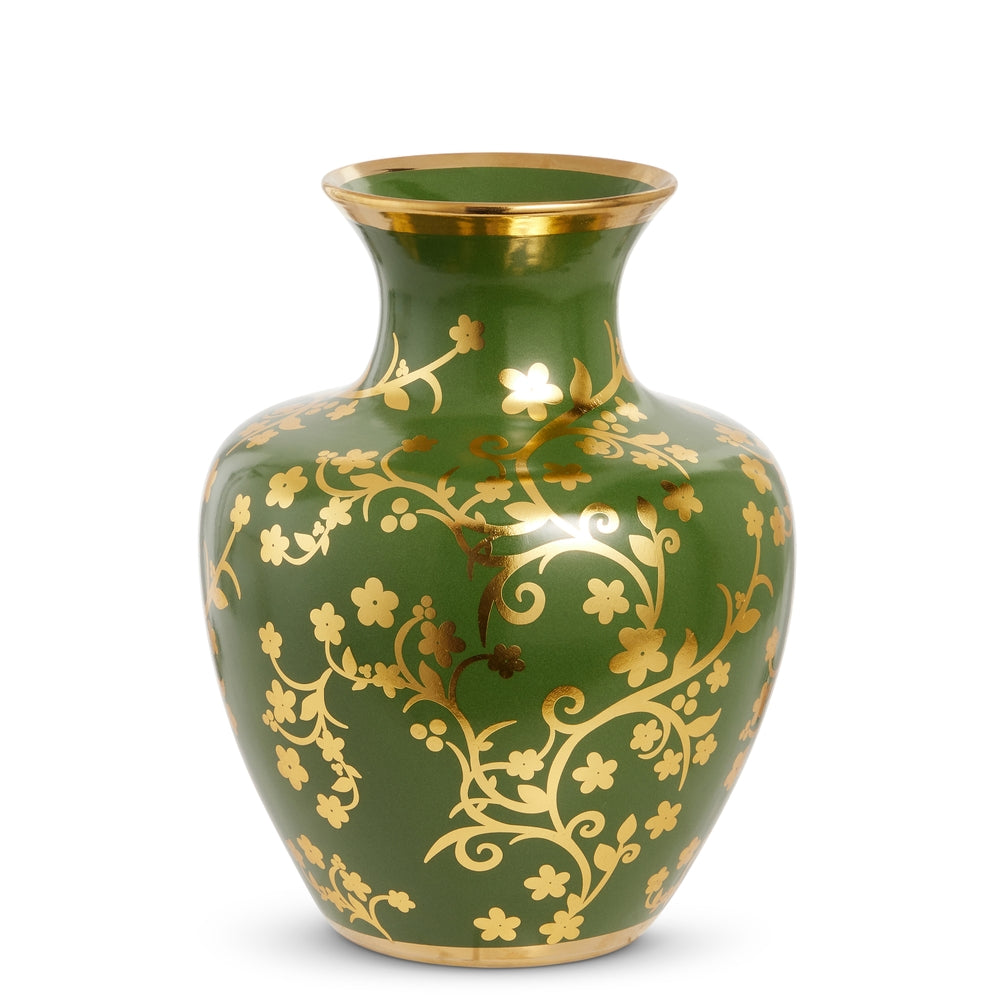 10" Green and Gold Vase