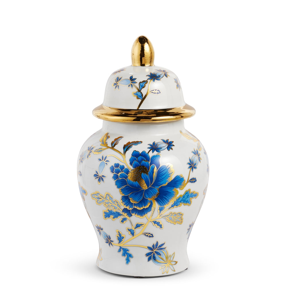 10.5" White and Blue Ginger Jar