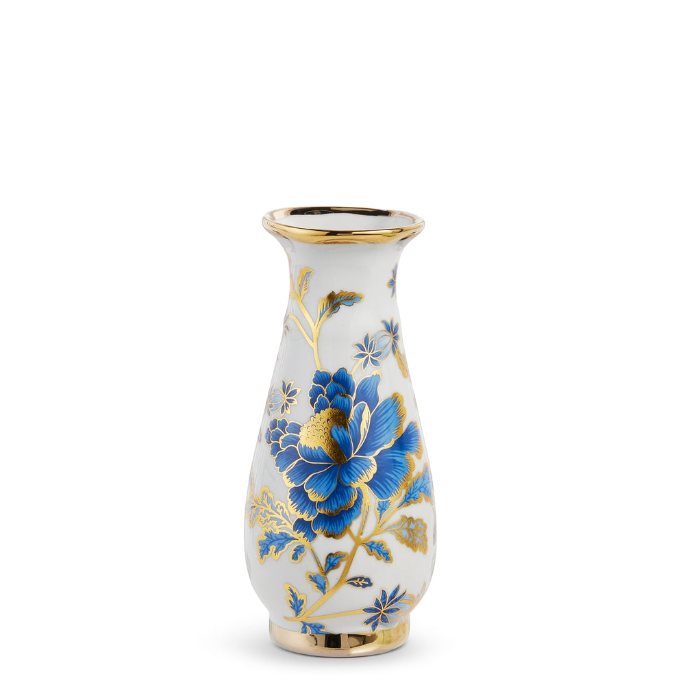 8" White and Blue Vase