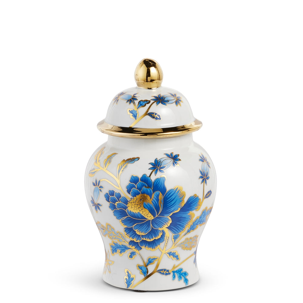 8" White and Blue Ginger Jar