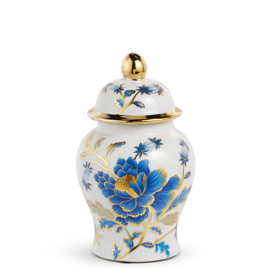 8" White and Blue Ginger Jar