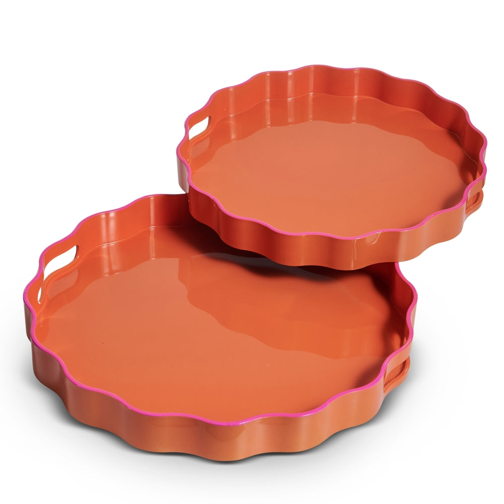 15" Pink and Orange Wavy Tray