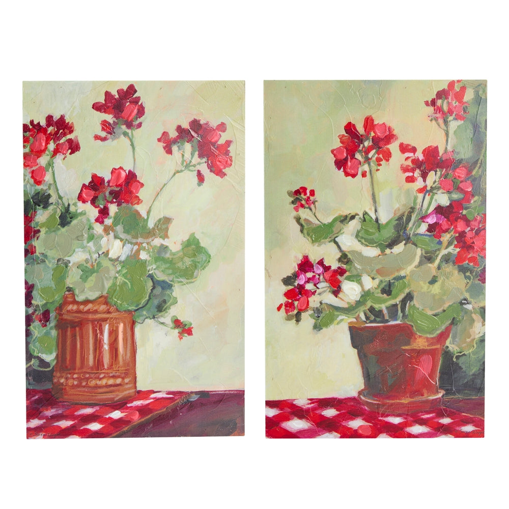 15.5" Cottage Table Geraniums Wall Art