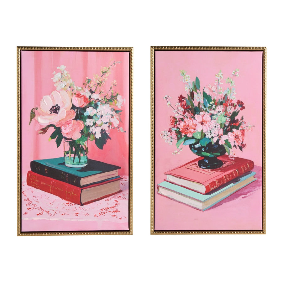 15.25" Book and Blooms Wall Art