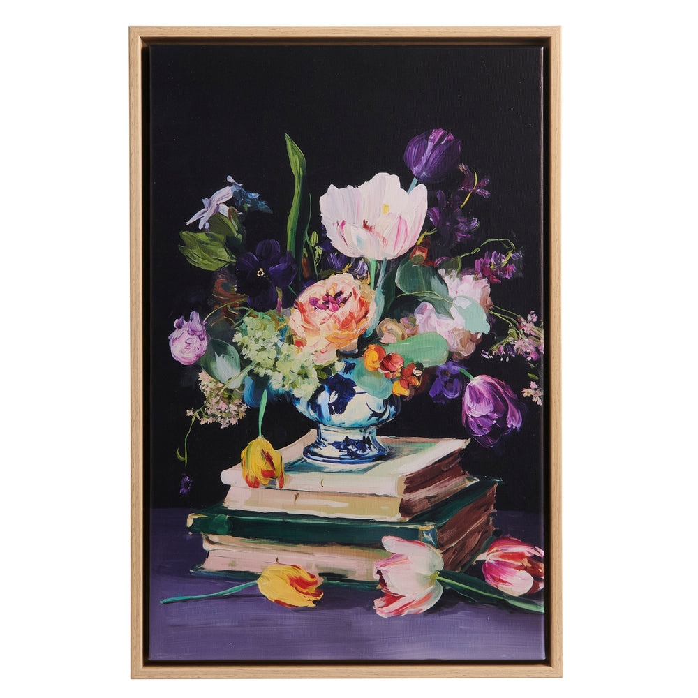 17.5" Books and Tulips Wall Art