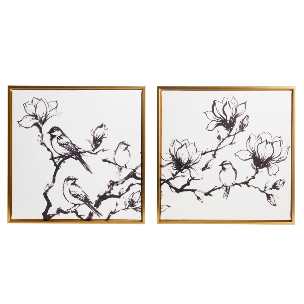 15.5" Ink and Blossom Wall Art