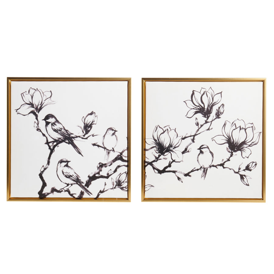 15.5" Ink and Blossom Wall Art