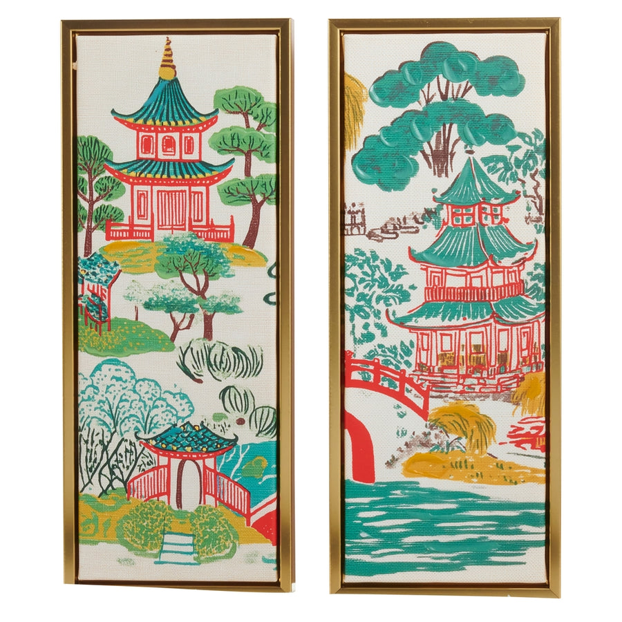 15.5" Asian Garden Framed Canvas