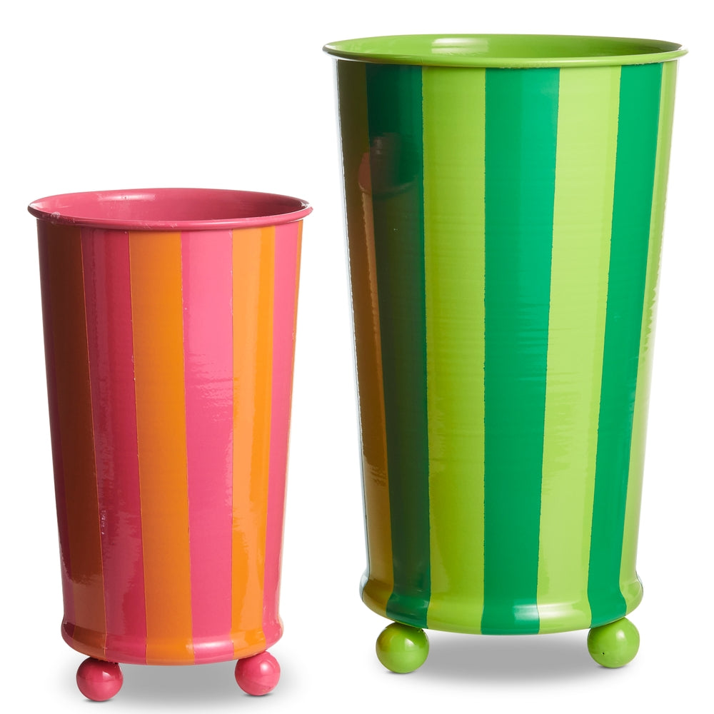 13.5" Colorful Striped Decorative Buckets