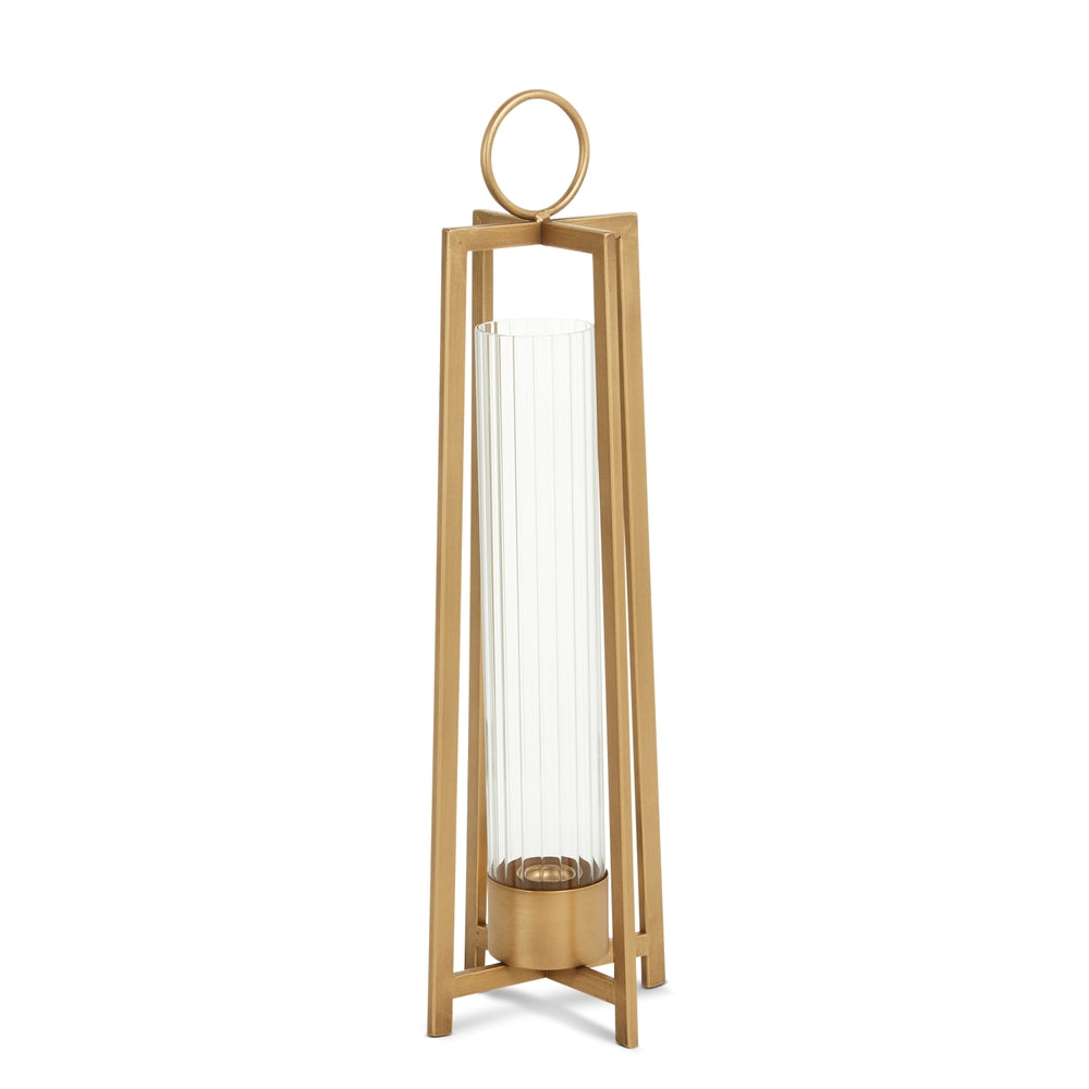 20" Gold Square Candle Holder Lantern