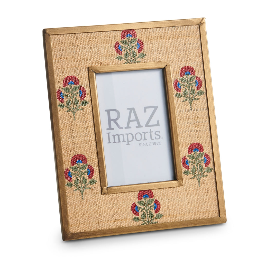 10" Red Floral Woven Picture Frame