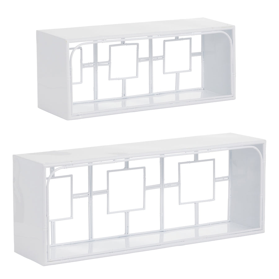 27.25" White Bamboo Wall Shelves