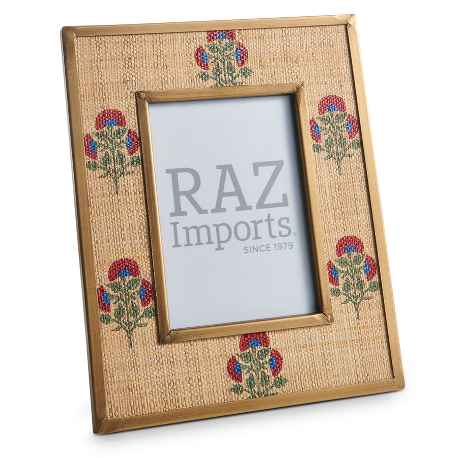 11.25" Red Floral Woven Picture Frame