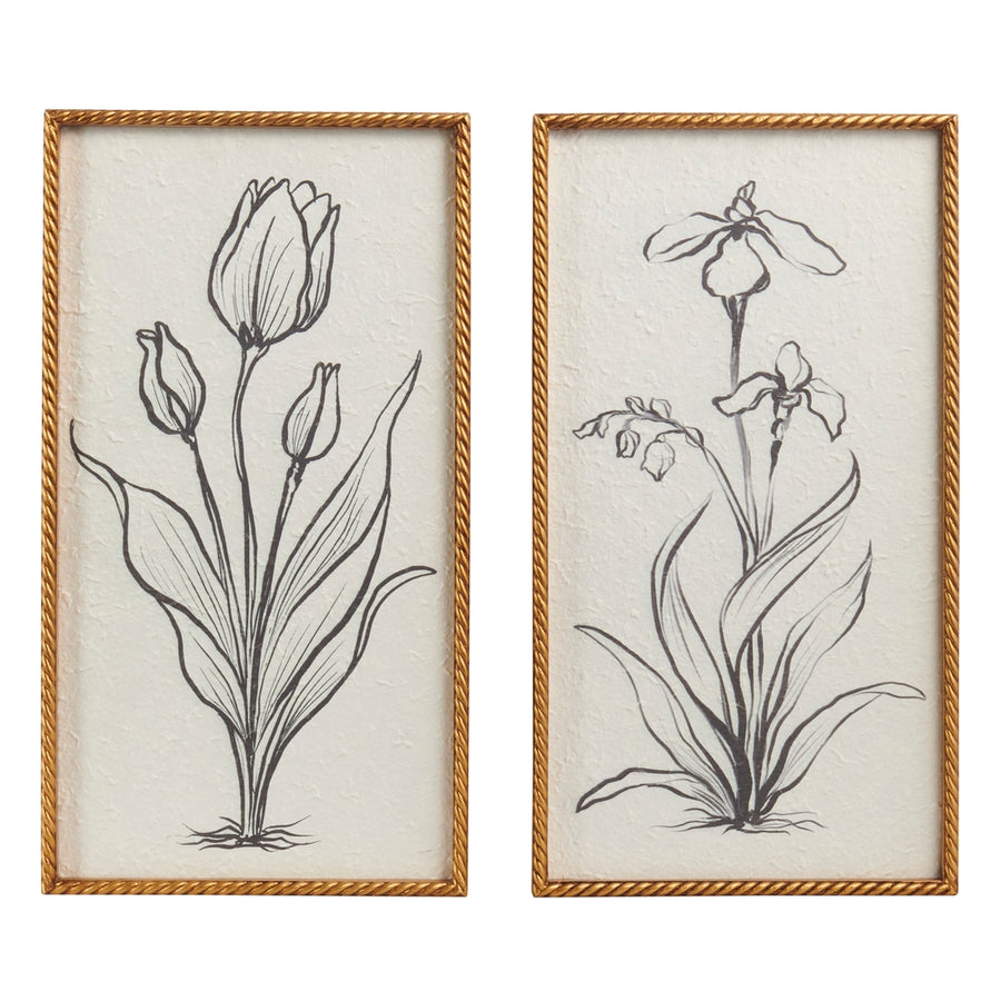 22" Floral Silhouette Wall Art