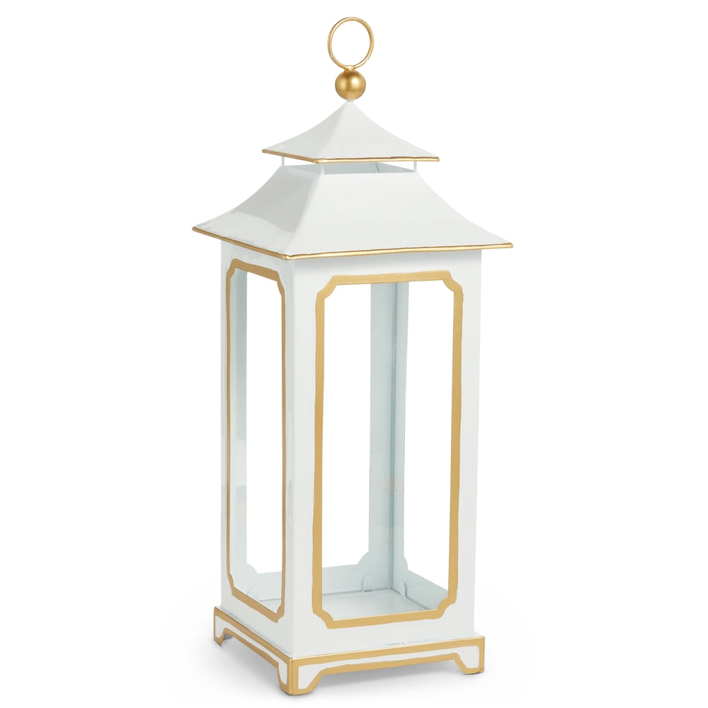 20.5" White and Gold Lantern