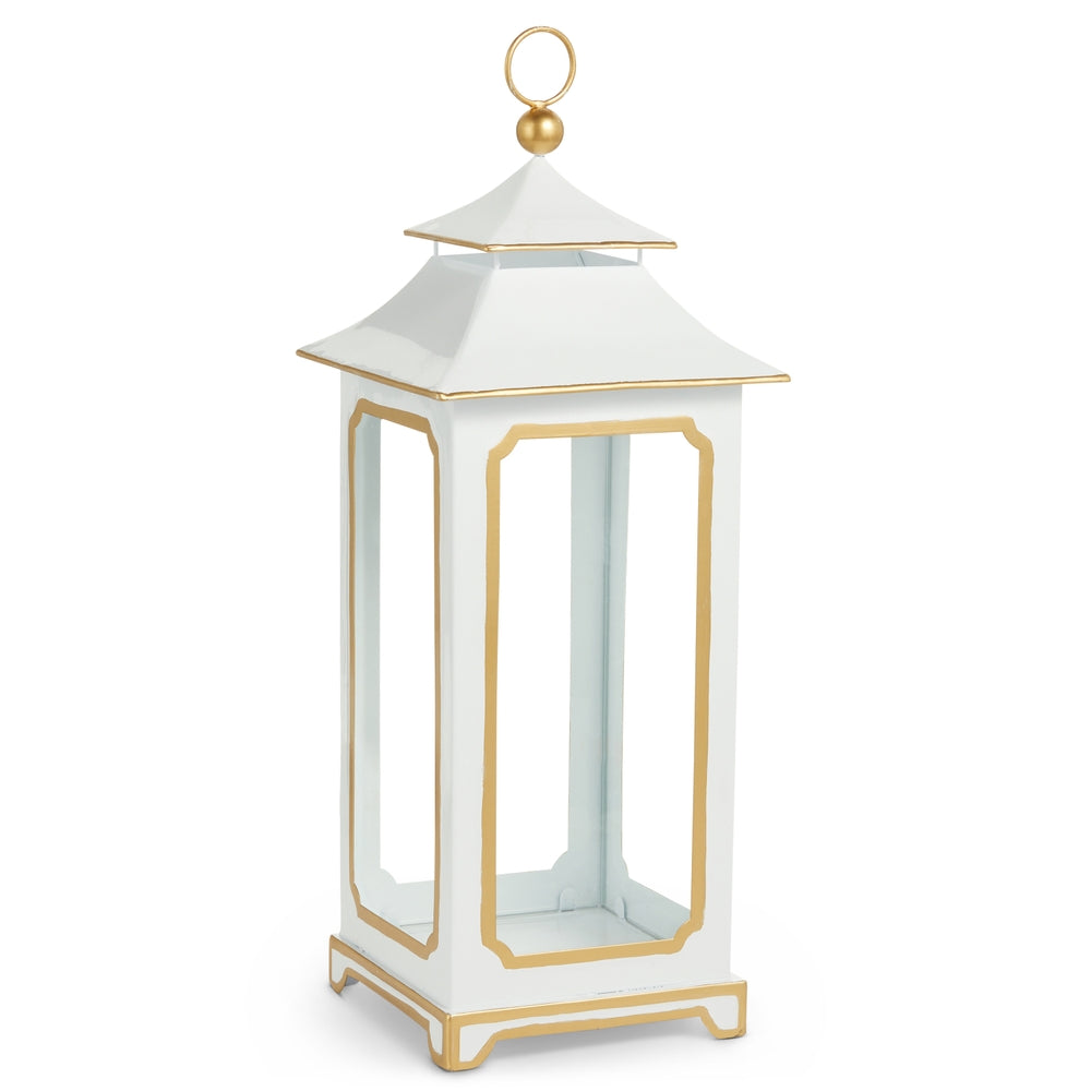 20.5" White and Gold Lantern