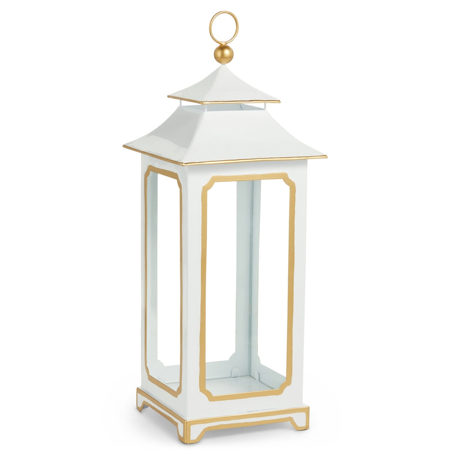 20.5" White and Gold Lantern