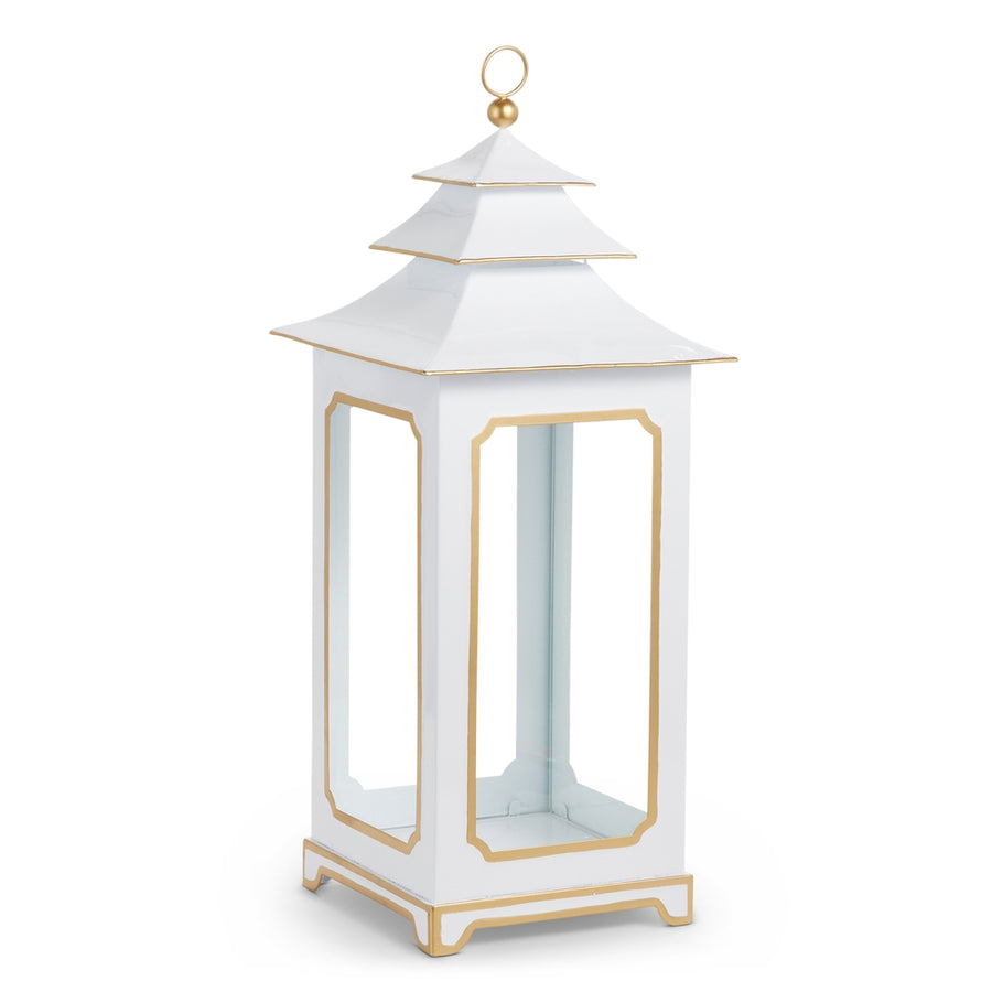 27.5" White and Gold Lantern