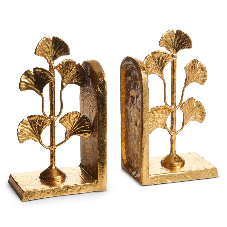 7" Gold Ginko Bookends