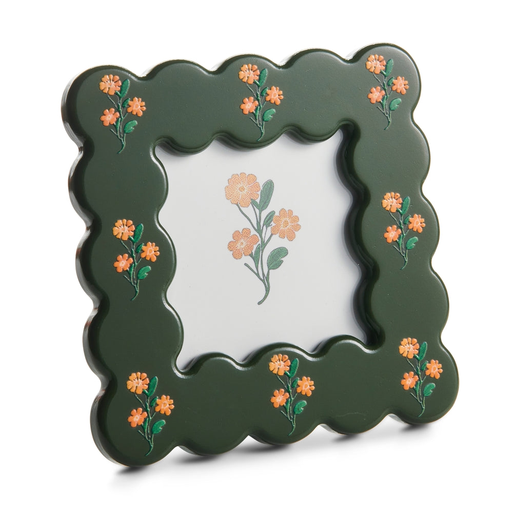 6.25" Green Floral Picture Frame
