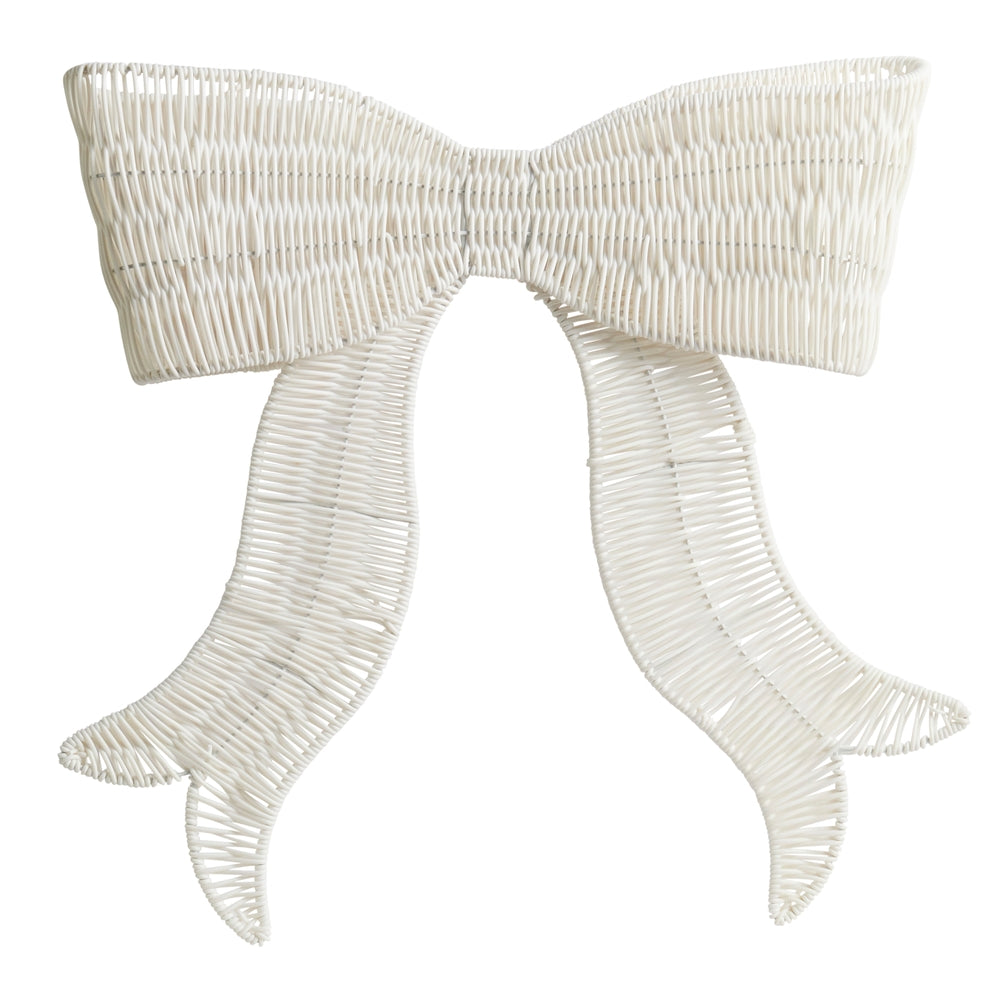 19.25" White Woven Bow