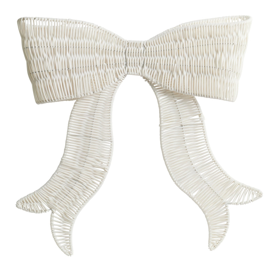19.25" White Woven Bow