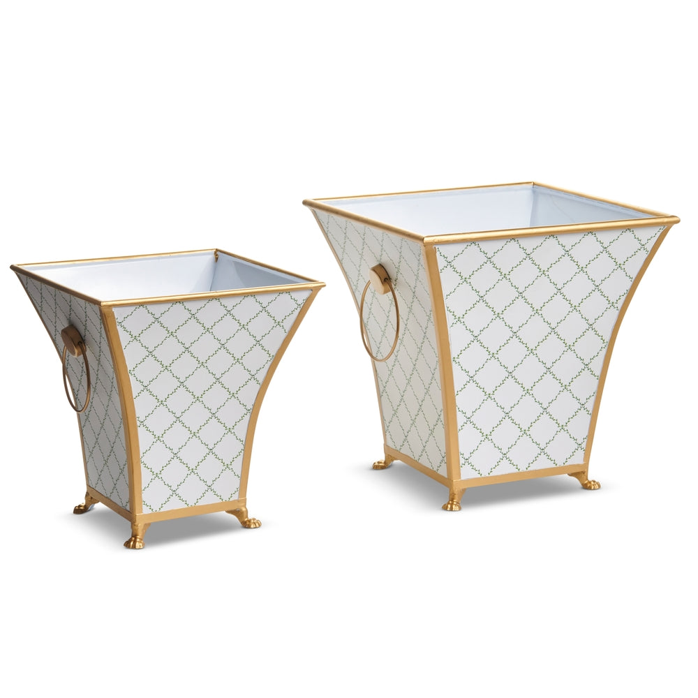12.25" Spring Trellis Metal Containers