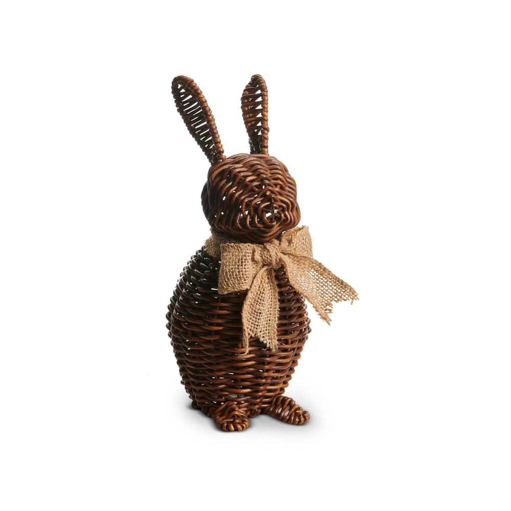 10" Dark Brown Woven Outdoor Bunny