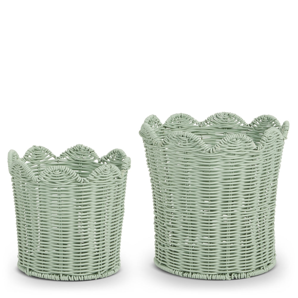 10" Mint Woven Outdoor Baskets