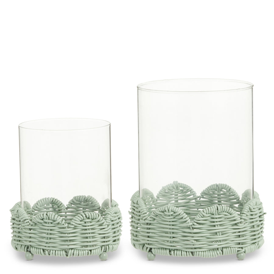 8.5" Mint Scalloped Woven Outdoor Container