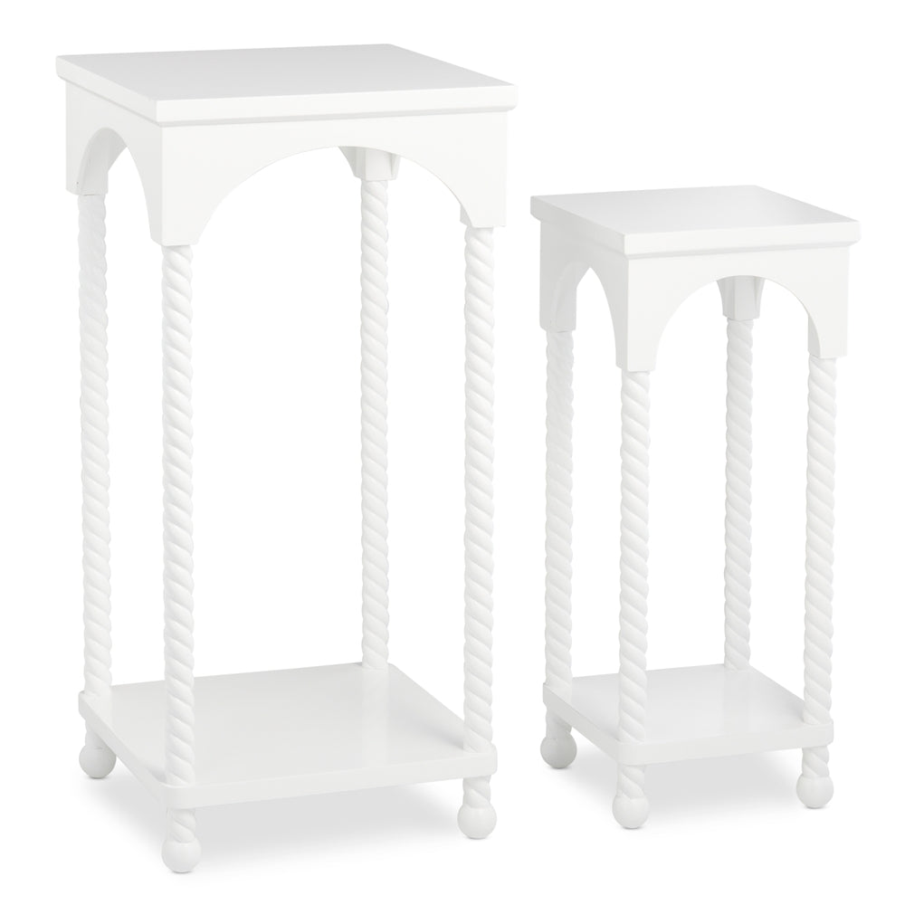 30" White Twisted Leg Occasional Tables
