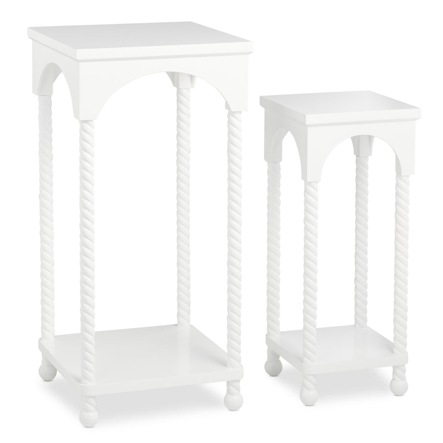 30" White Twisted Leg Occasional Tables