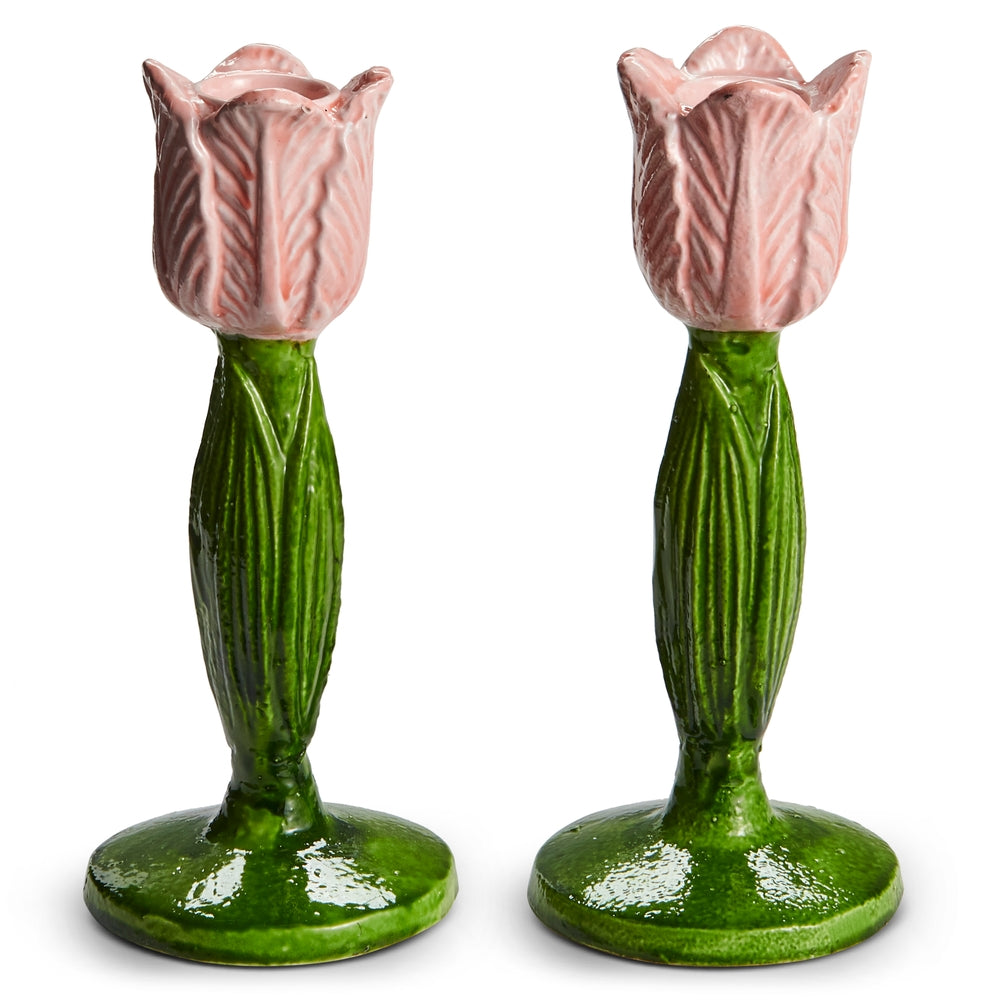 6.5" Pink Tulip Taper Holders