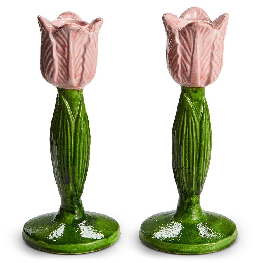 6.5" Pink Tulip Taper Holders
