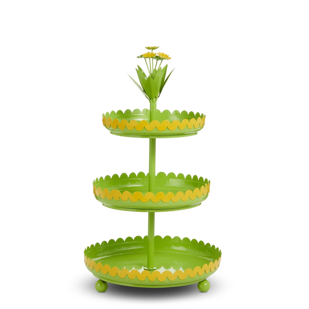 18.25" Scalloped Tiered Stand with Flowers