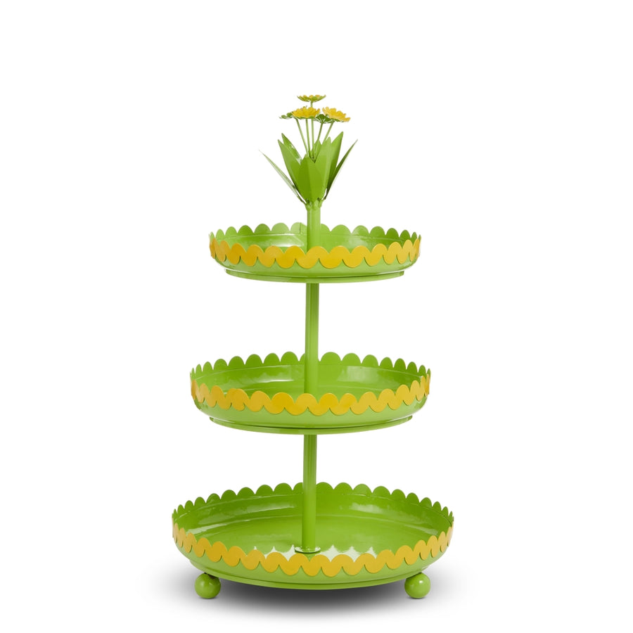 18.25" Scalloped Tiered Stand with Flowers