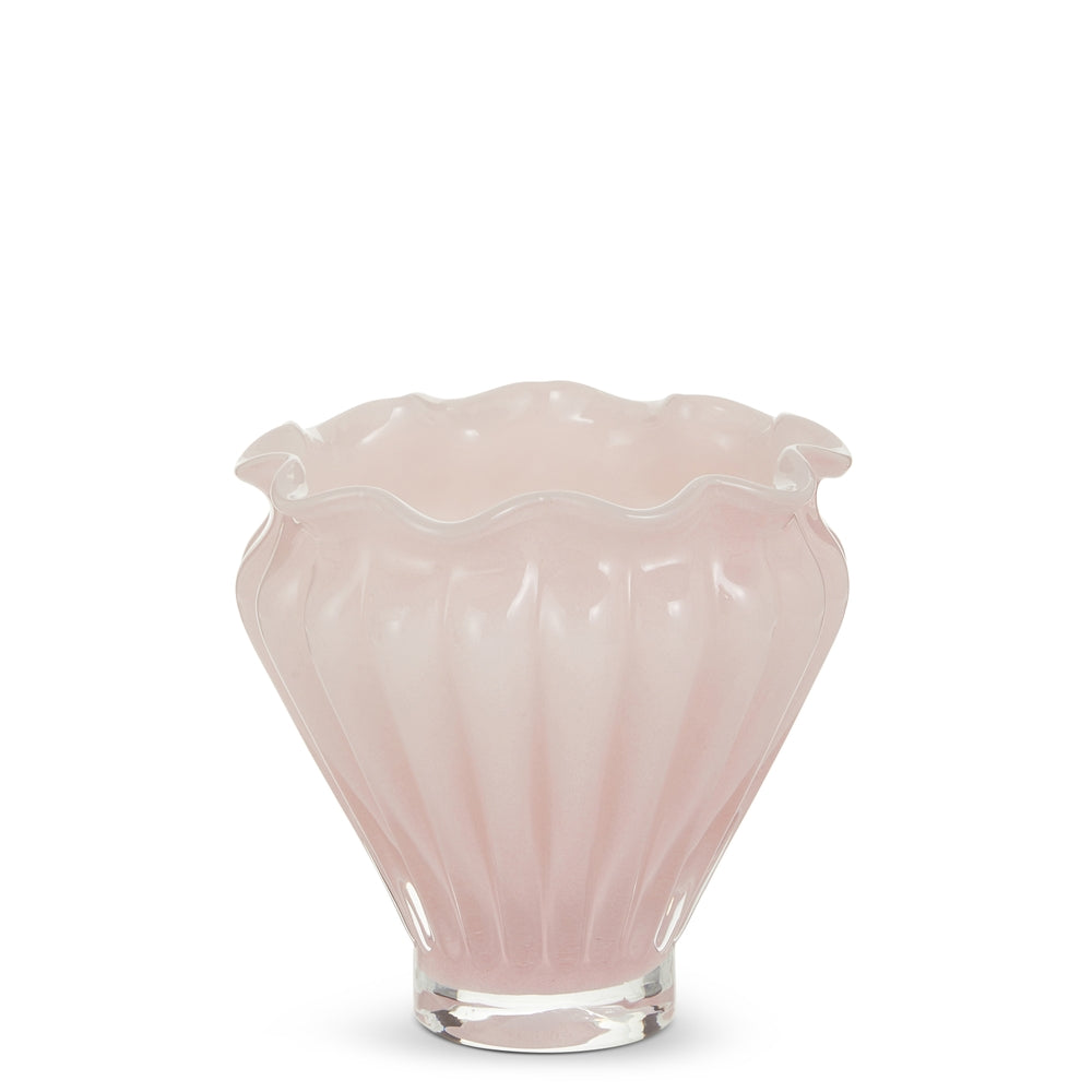 4.75" Pink Ruffled Vase
