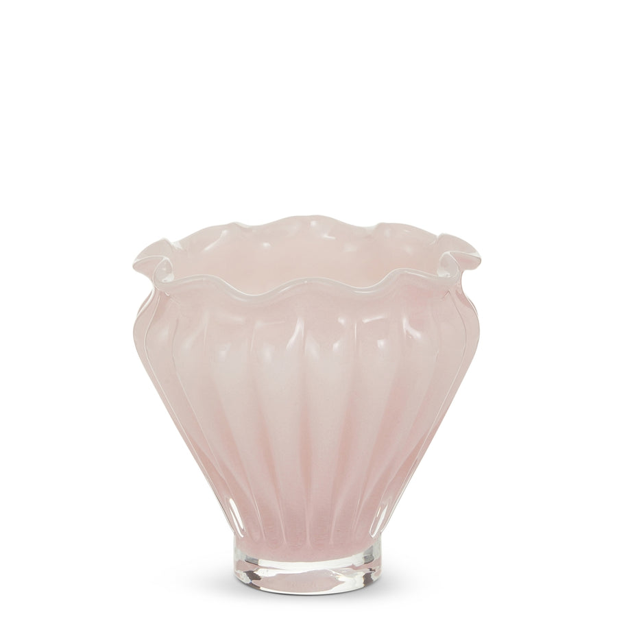 4.75" Pink Ruffled Vase