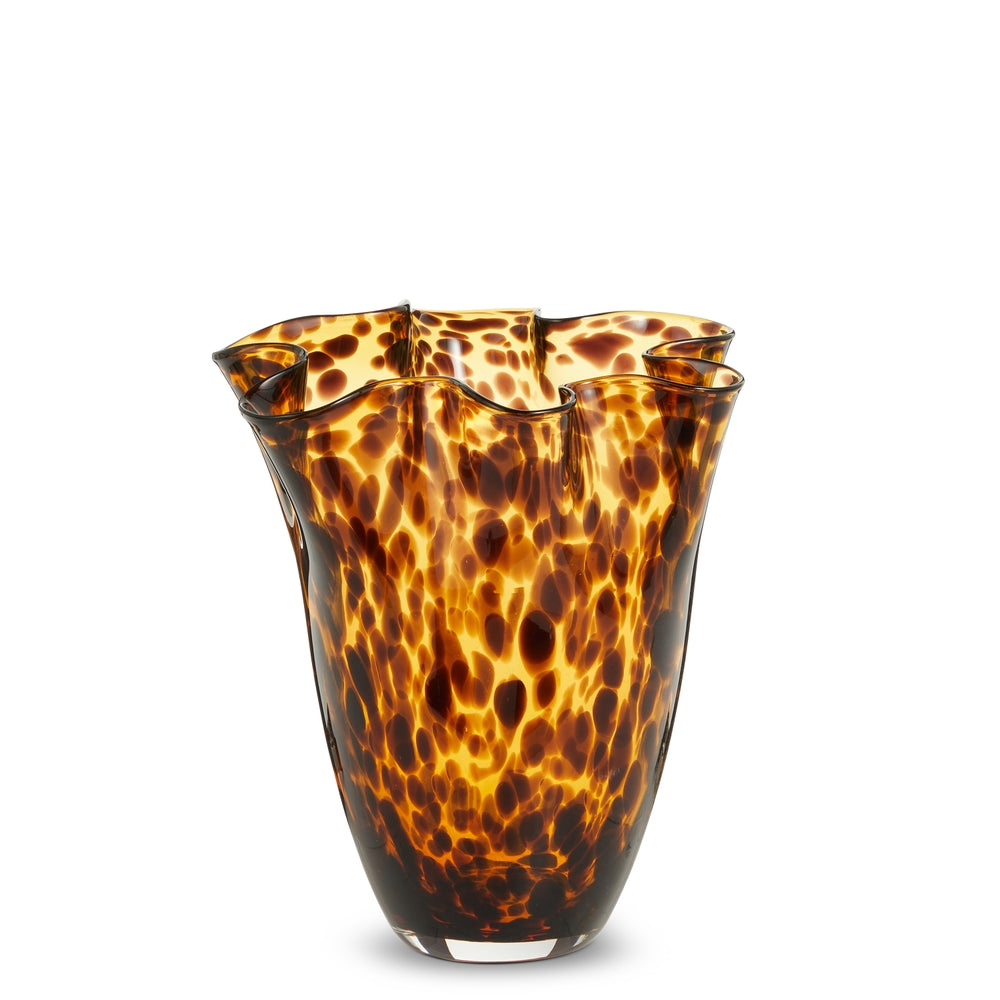 10" Medium Tortoise Shell Finish Wavy Vase