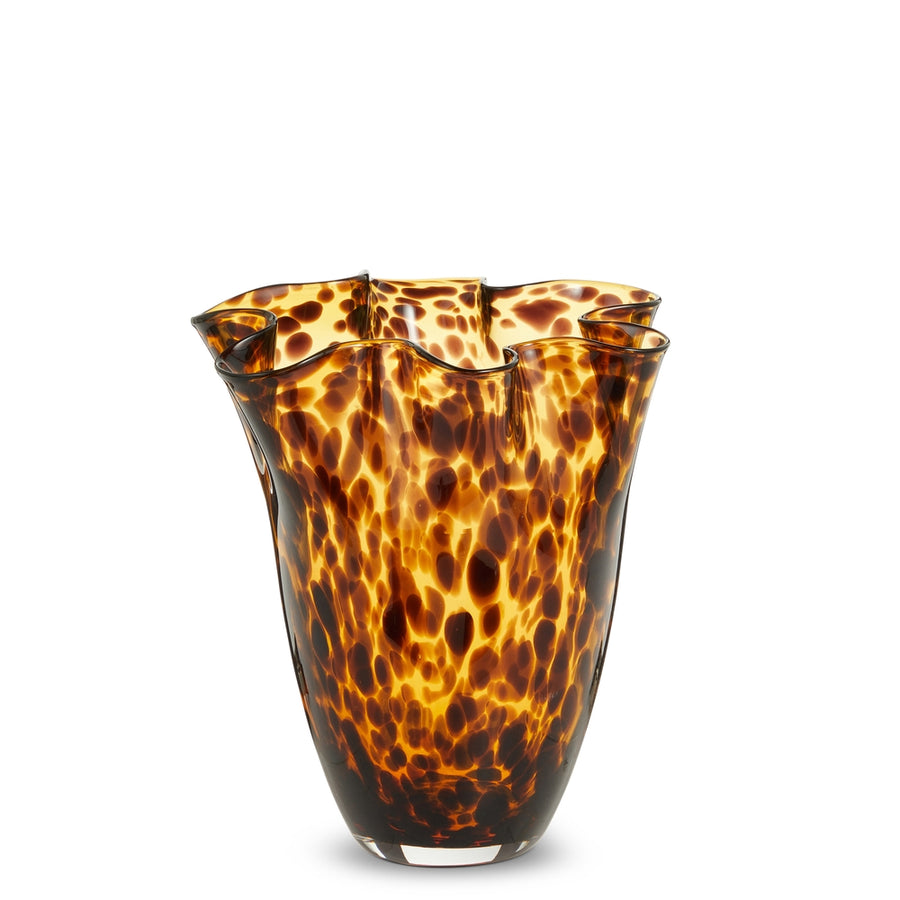 10" Medium Tortoise Shell Finish Wavy Vase