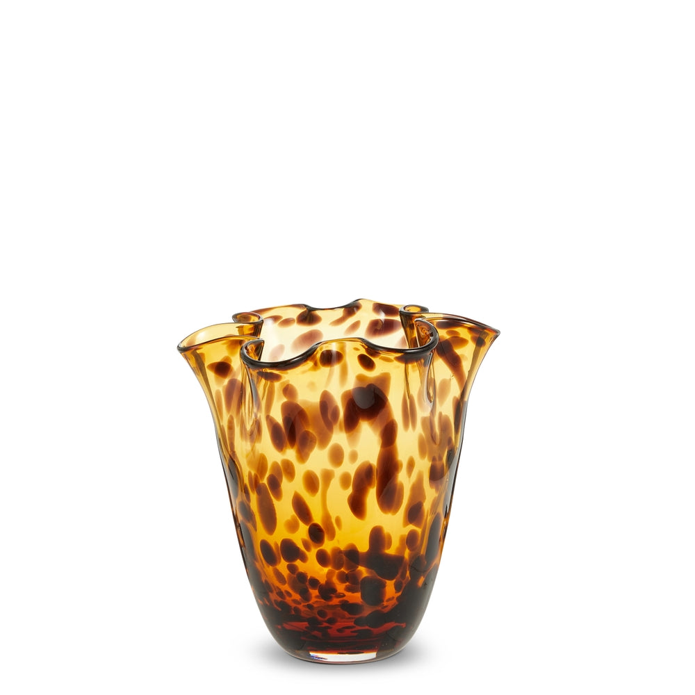7.5" Small Tortoise Shell Finish Wavy Vase