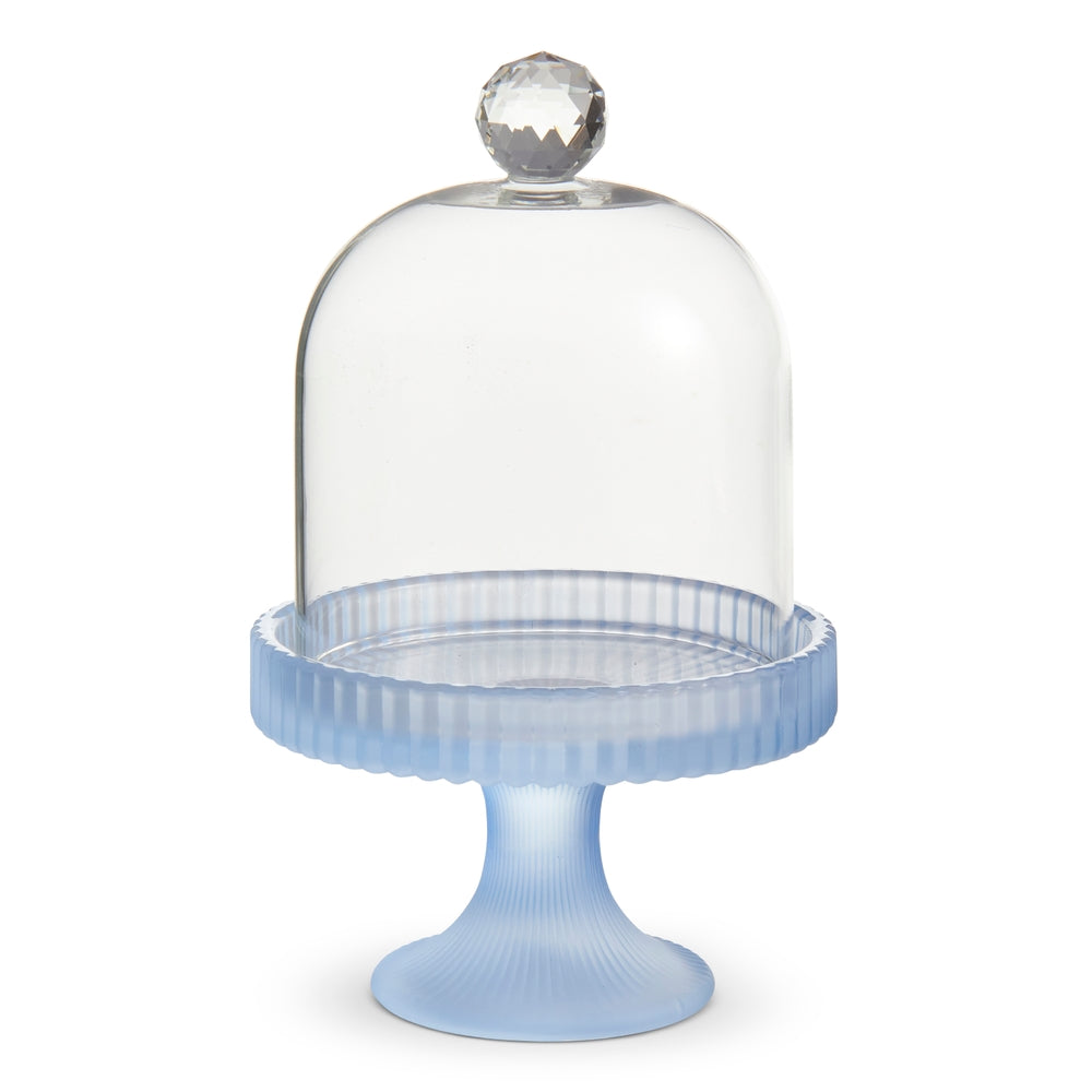 6" Blue Frosted Cloche on Stand