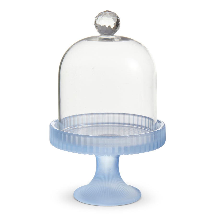 6" Blue Frosted Cloche on Stand
