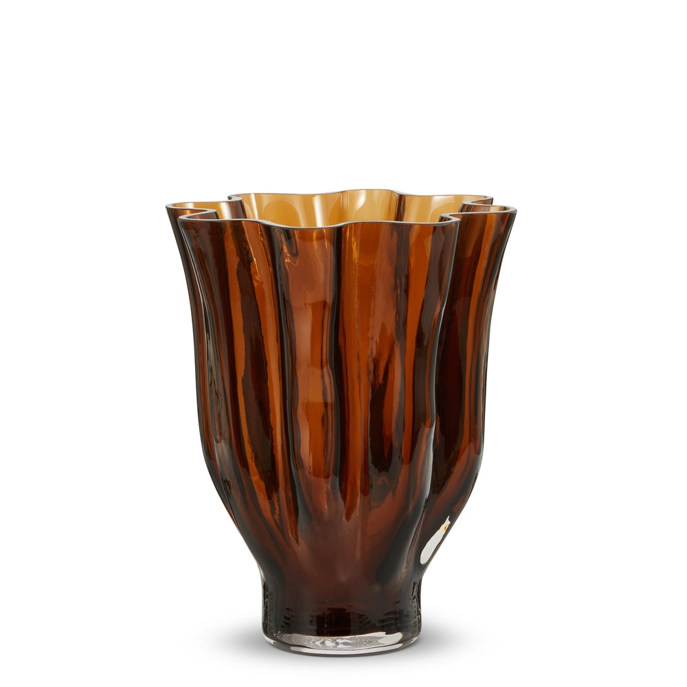 9.75" Small Wavy Amber Vase