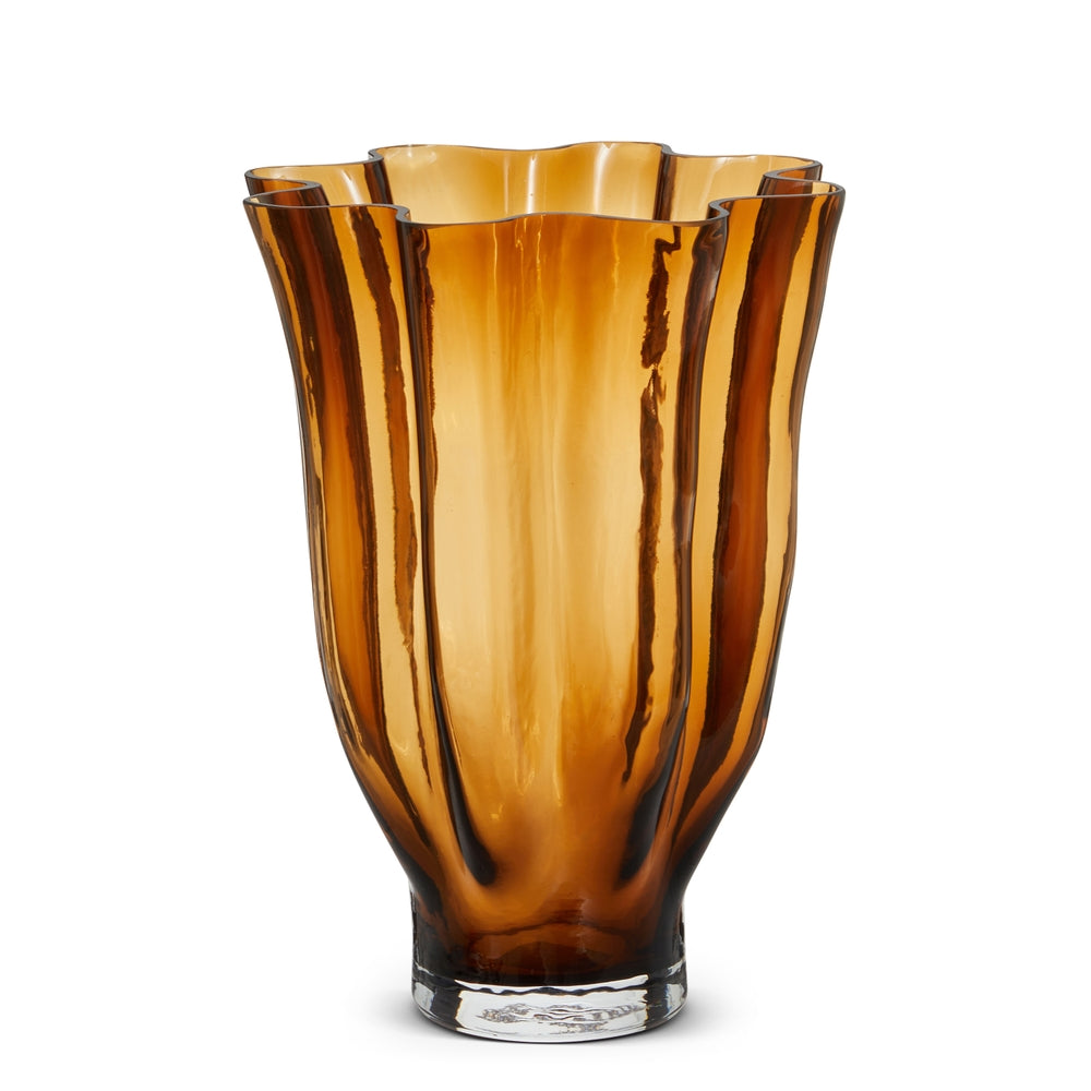 12.5" Large Wavy Amber Vase